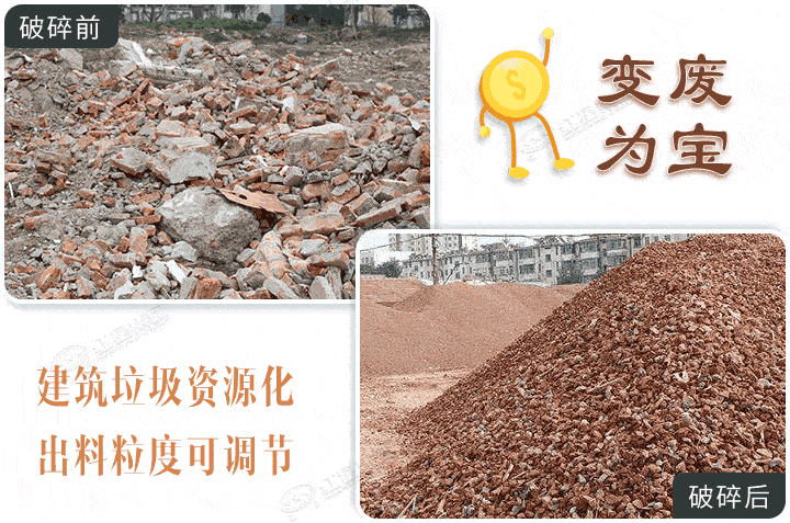 建筑垃圾破碎前后,還能運用到建筑骨料中 建筑垃圾破碎前后,還能運用到建筑骨料中